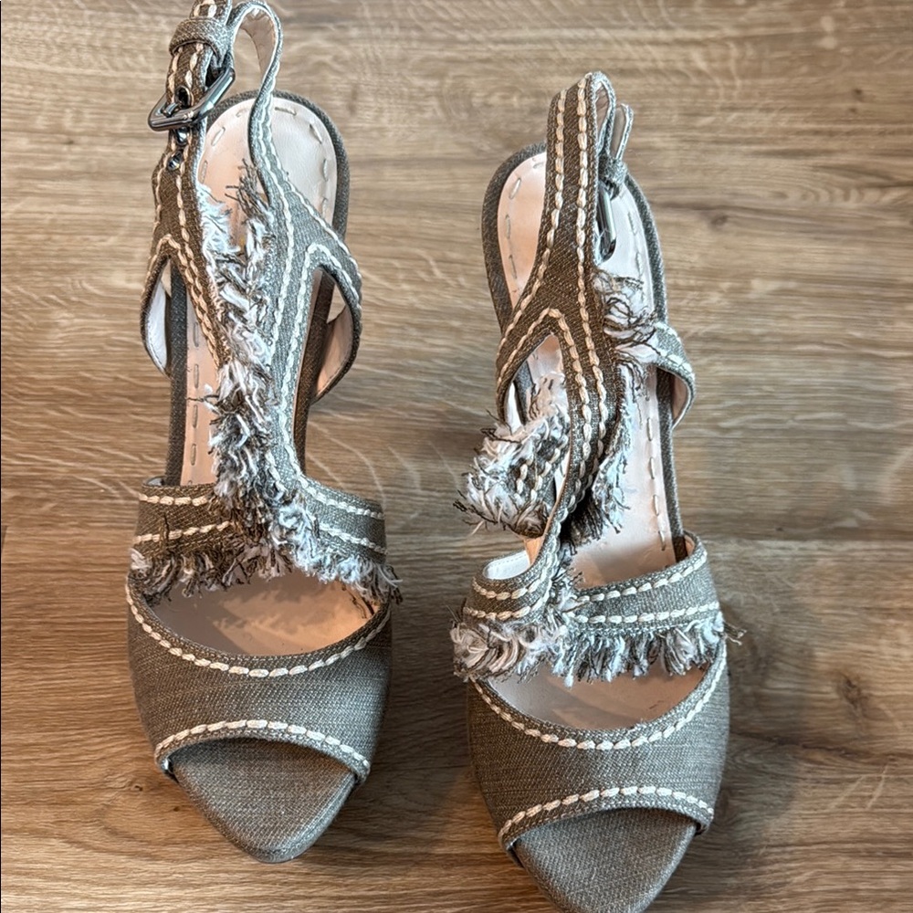 Prada Gray Crystal Embellished Sandals